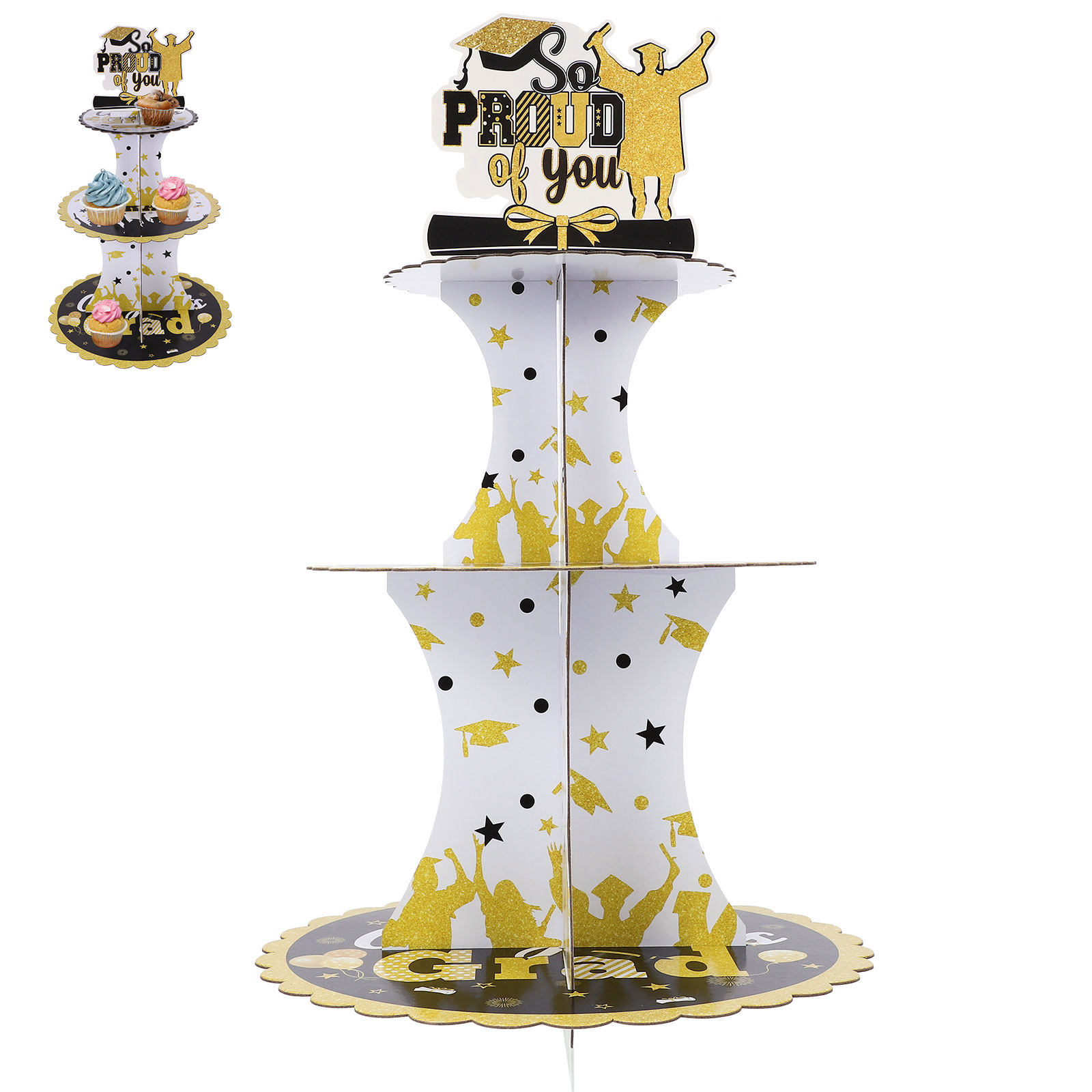 Cupcake Stand Tier - Set di 3 Supporti per Torte