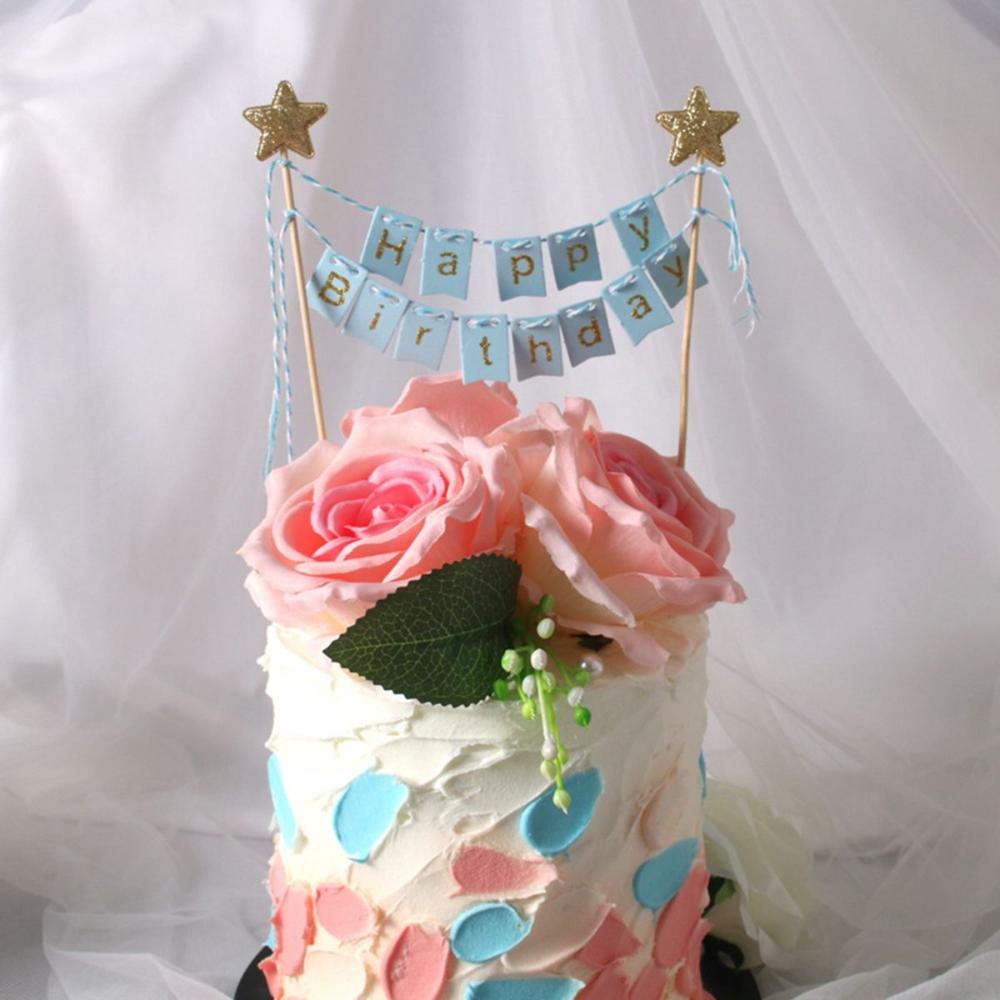 Happy Birthday Cake Flags fai  - Party Banner Gold recensione e prezzo