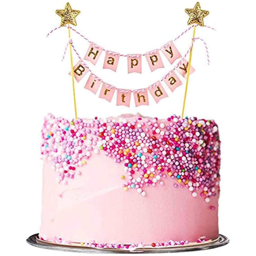 Happy Birthday Cake Flags fai  - Party Banner Gold recensione e prezzo