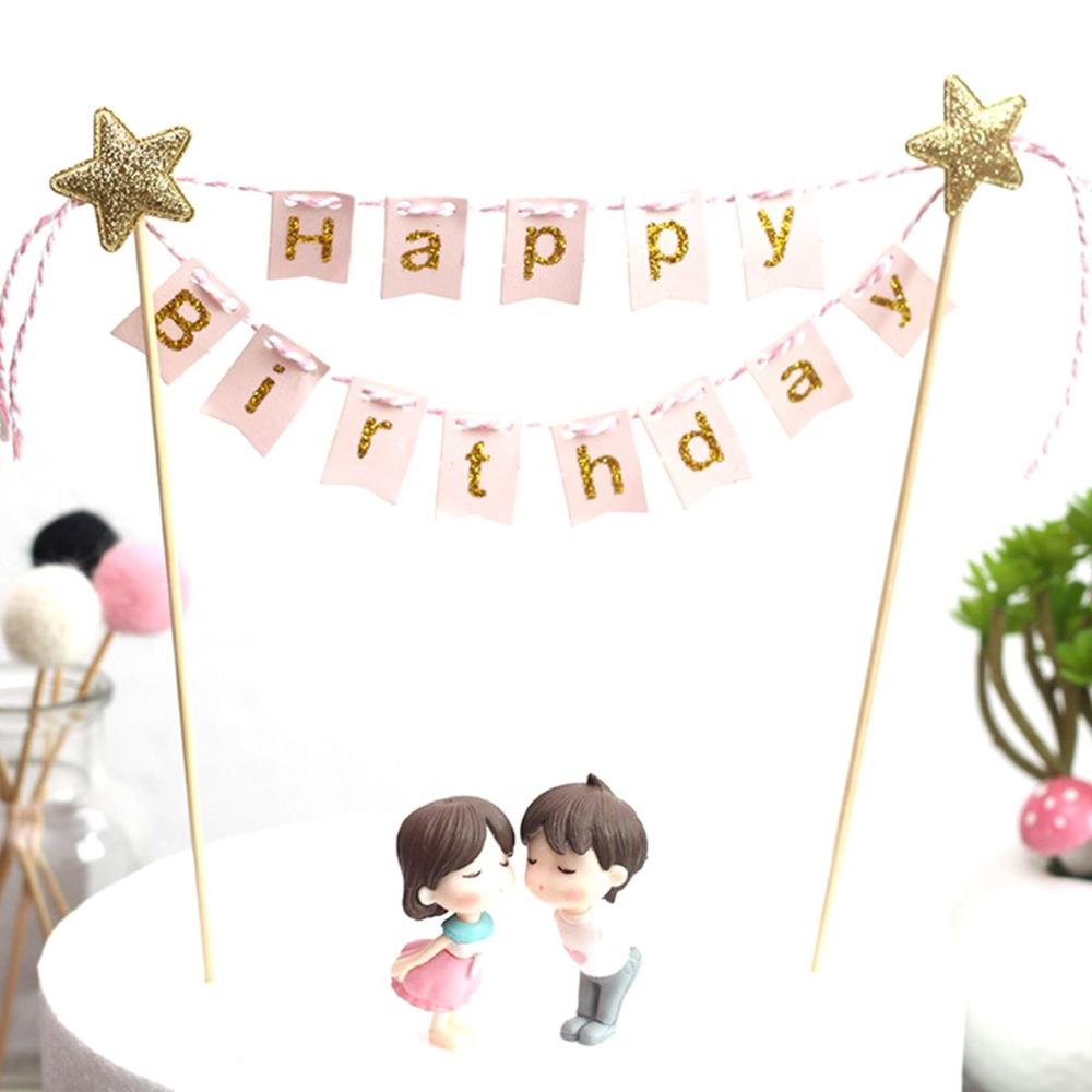 Happy Birthday Cake Flags fai  - Party Banner Gold recensione e prezzo